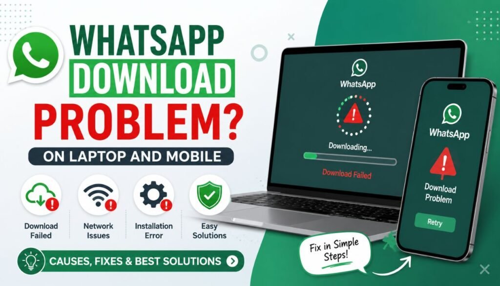 WhatsApp Download Problem on Laptop and Mobile